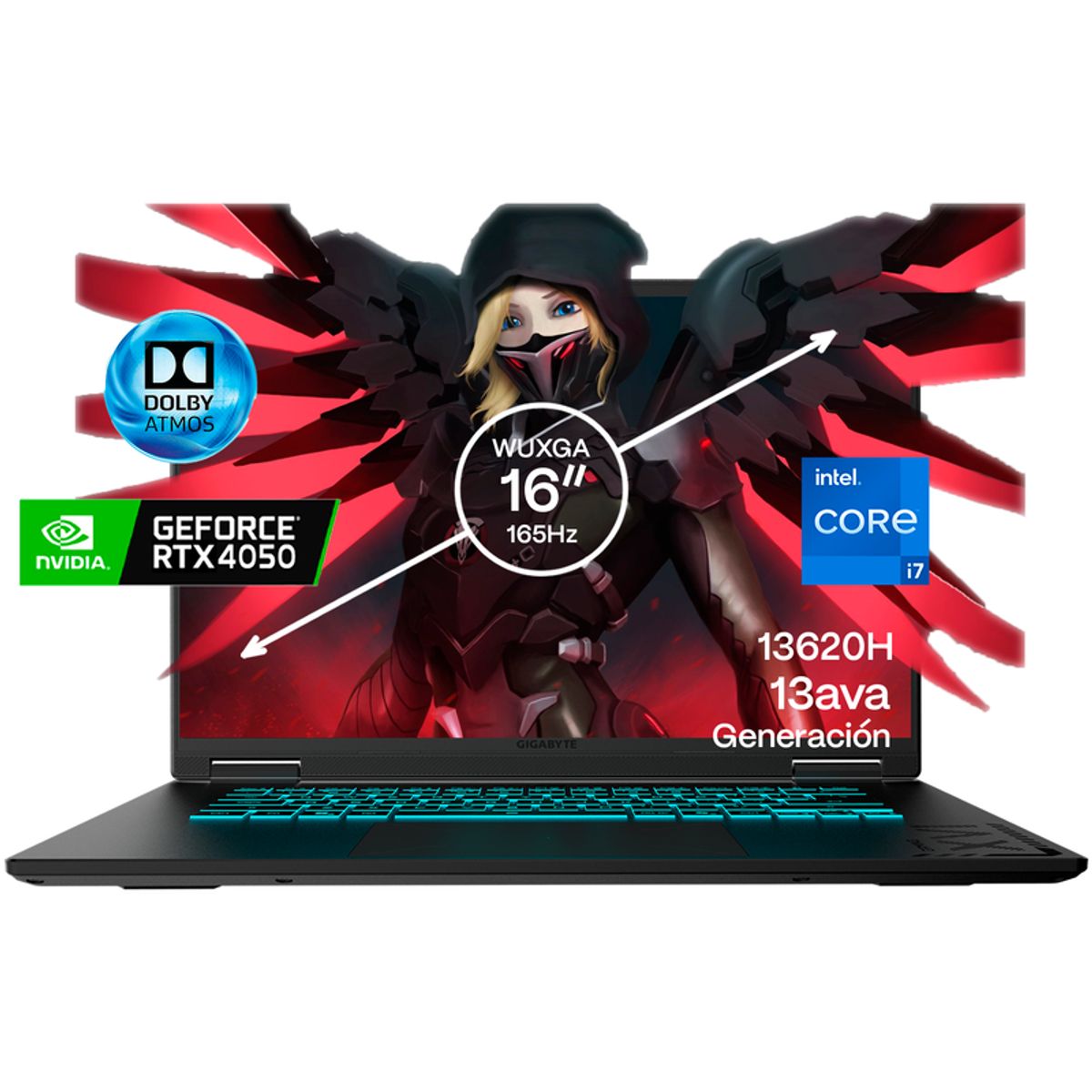 GIGABYTE - Portátil Gamer GIGABYTE A16 Intel Core i7 13620H RAM 32GB SSD 256 GB RTX 4050 6 GB