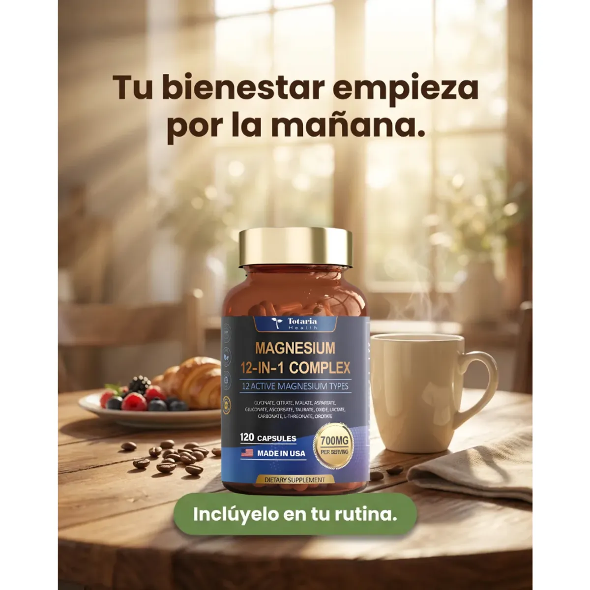 NATURAL MEDICINE - Magnesium 12 en 1 Complex - Músculos, Cerebro y Corazón x 120 capsulas