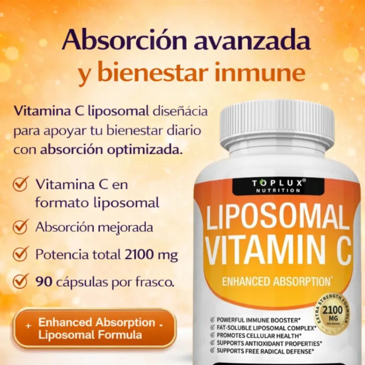 NATURAL MEDICINE - Vitamina C Liposomal - Energía, Recuperación y Salud Integral x 90 capsulas