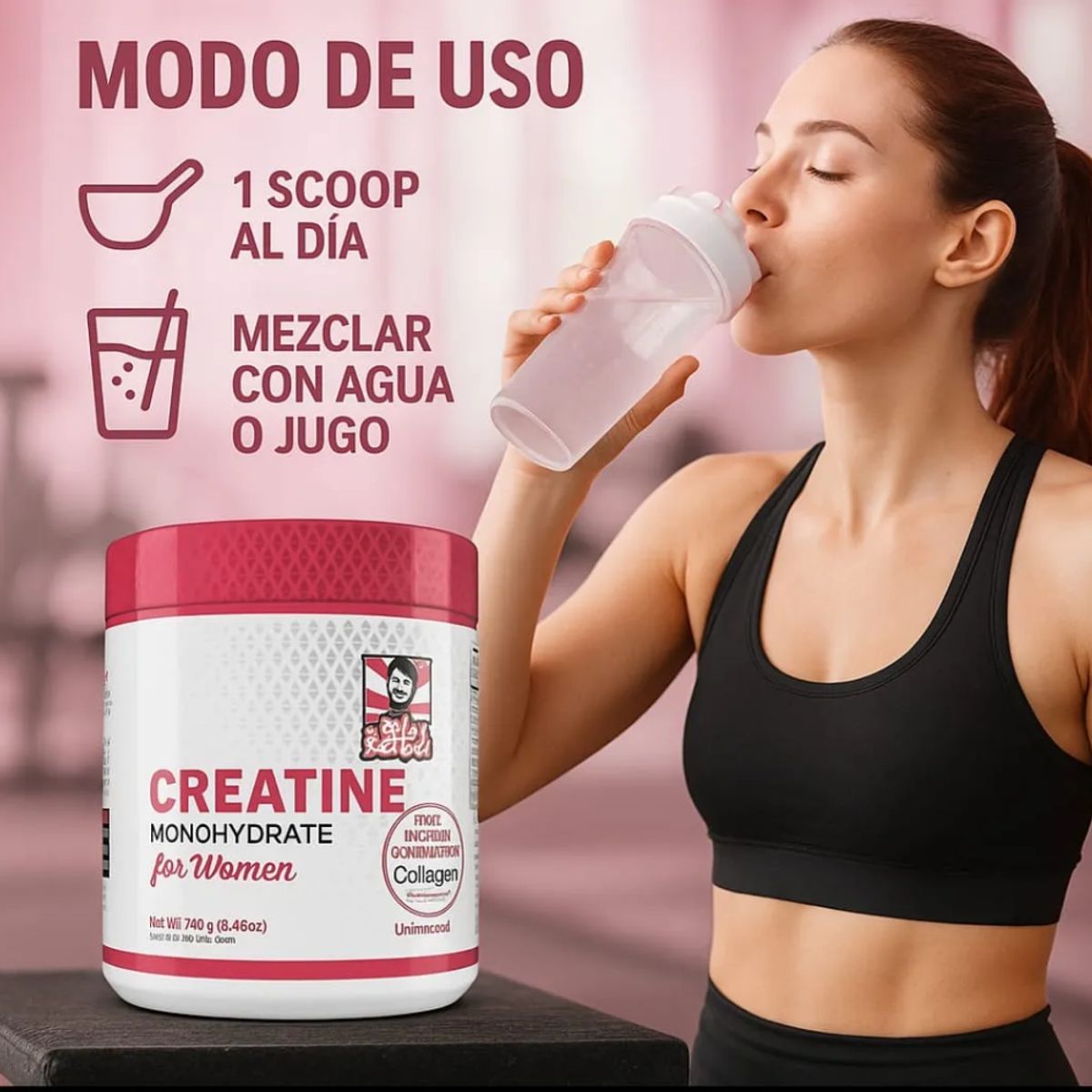 NATURAL MEDICINE - Creatina Monohidratada para Mujeres - Tonificación, Glúteos y Fuerza Femenina x3