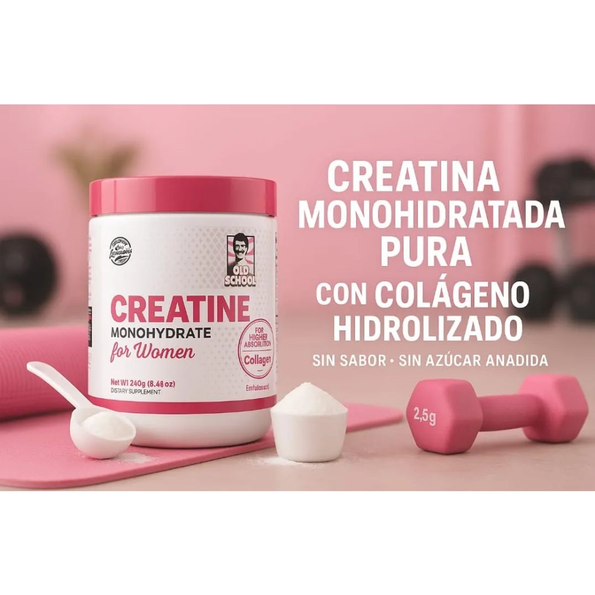 NATURAL MEDICINE - Creatina Monohidratada para Mujeres - Recuperación, Resistencia y Bienestar Deportivo x2