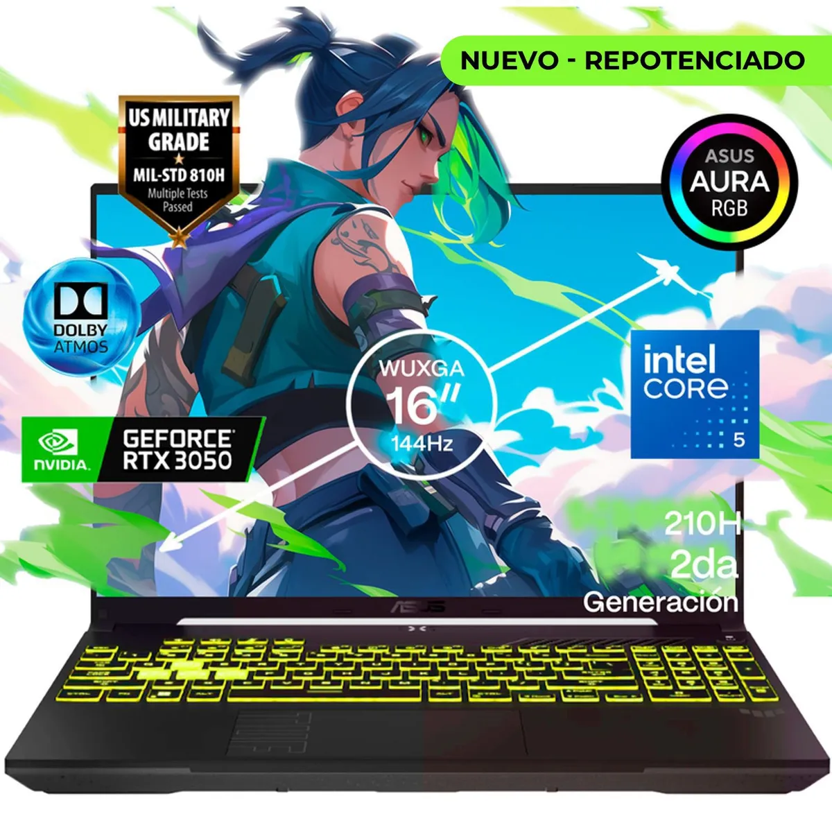 ASUS - Portátil Gamer ASUS F16 Intel Core 5 210H RTX 3050 6GB RAM 24GB SSD 1TB