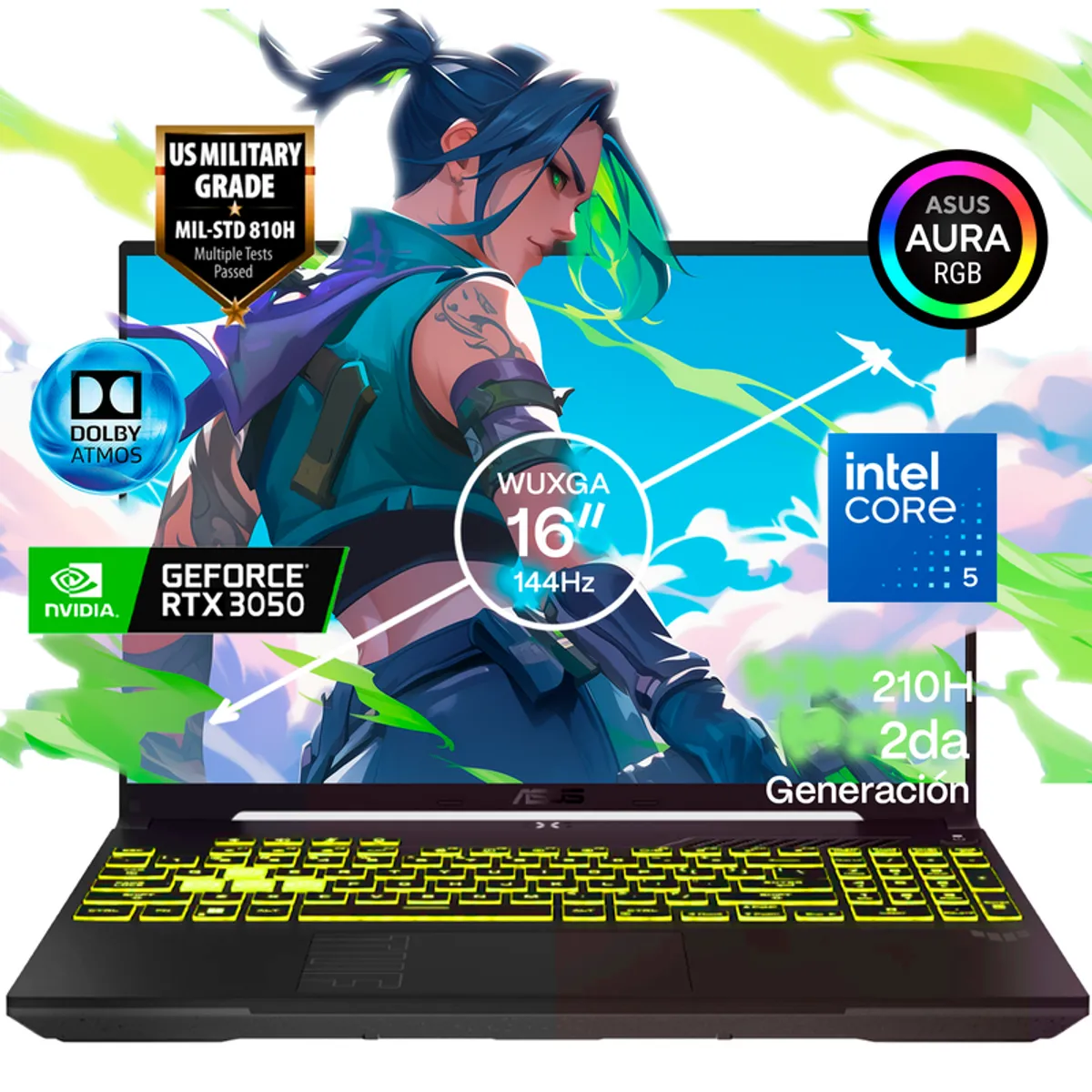 ASUS - Portátil Gamer ASUS F16 Intel Core 5 210H RTX 3050 6GB RAM 64GB SSD 512GB