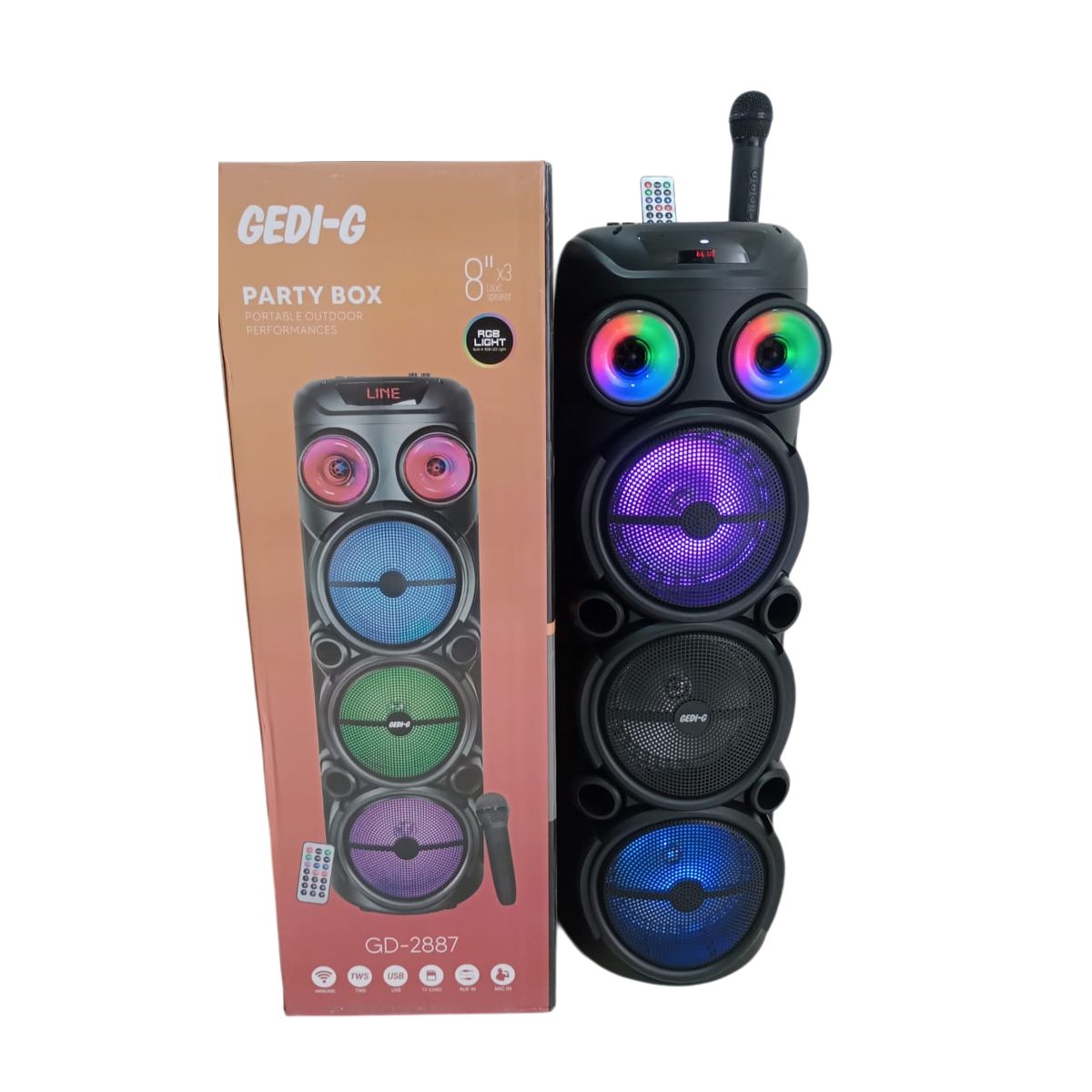 GENERICO - Parlante cabina Bluetooth Portátil 8 pulgadas 3 Bocinas GD-2887