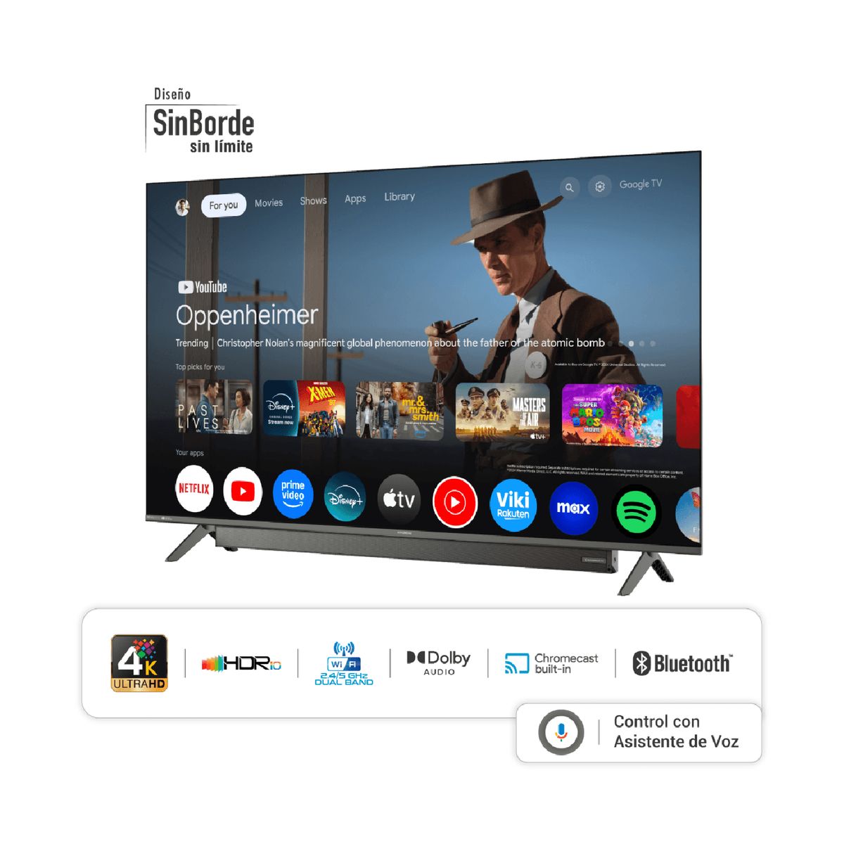 HYUNDAI - Televisor Hyundai 65 165 cm 4K Ultra UHD LED Google TV UHD Con Barra de Sonido Integrada HYLED6515G