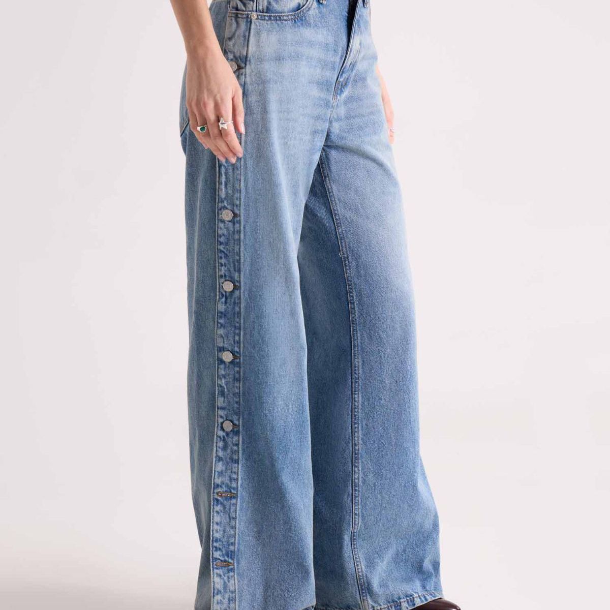 SEVEN SEVEN - Jean Wide Leg Con Botones Laterales  Para Mujer Azul Seven Seven