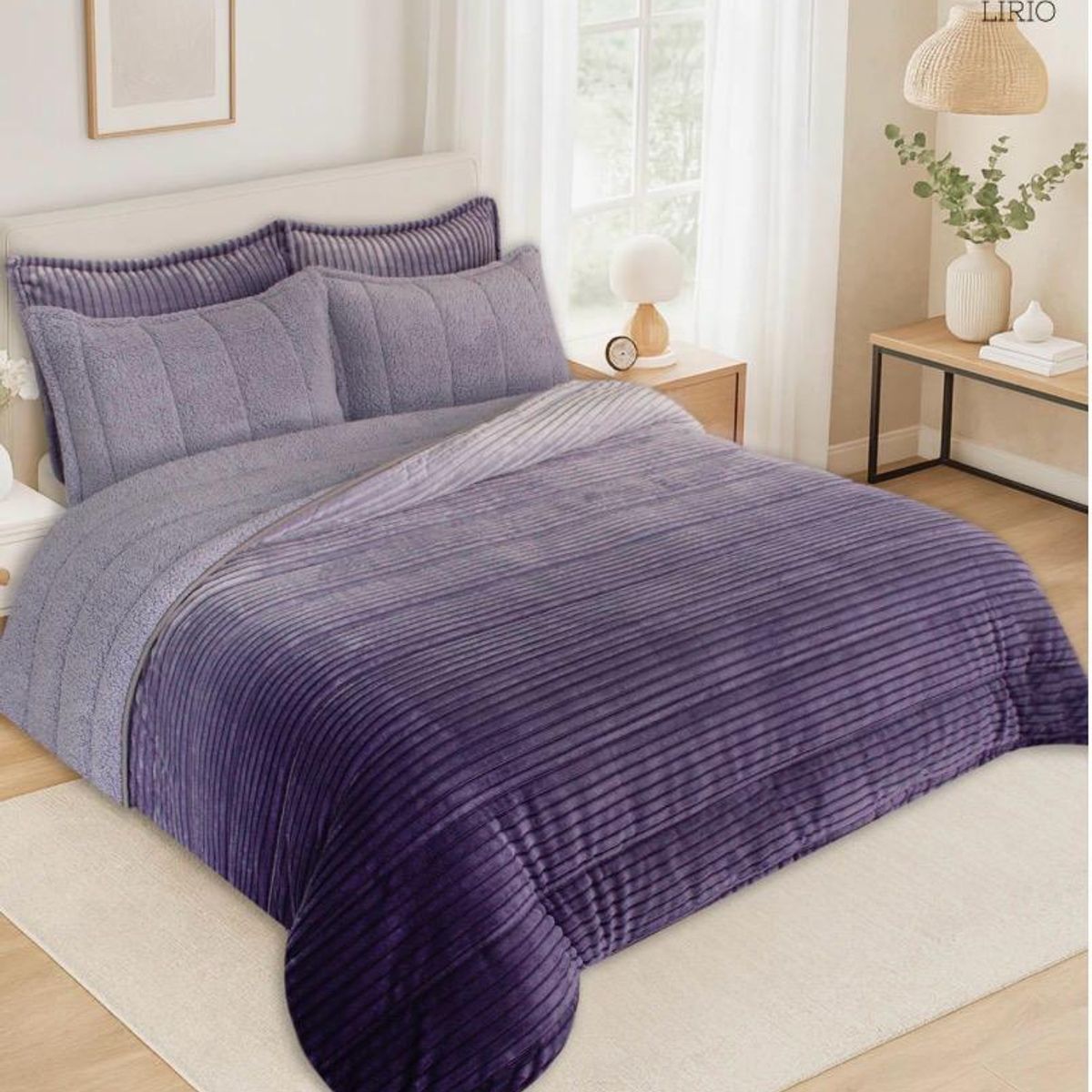 INCO - Plumón Sherpa Degradado Gris Ultra Suave para Cama Doble