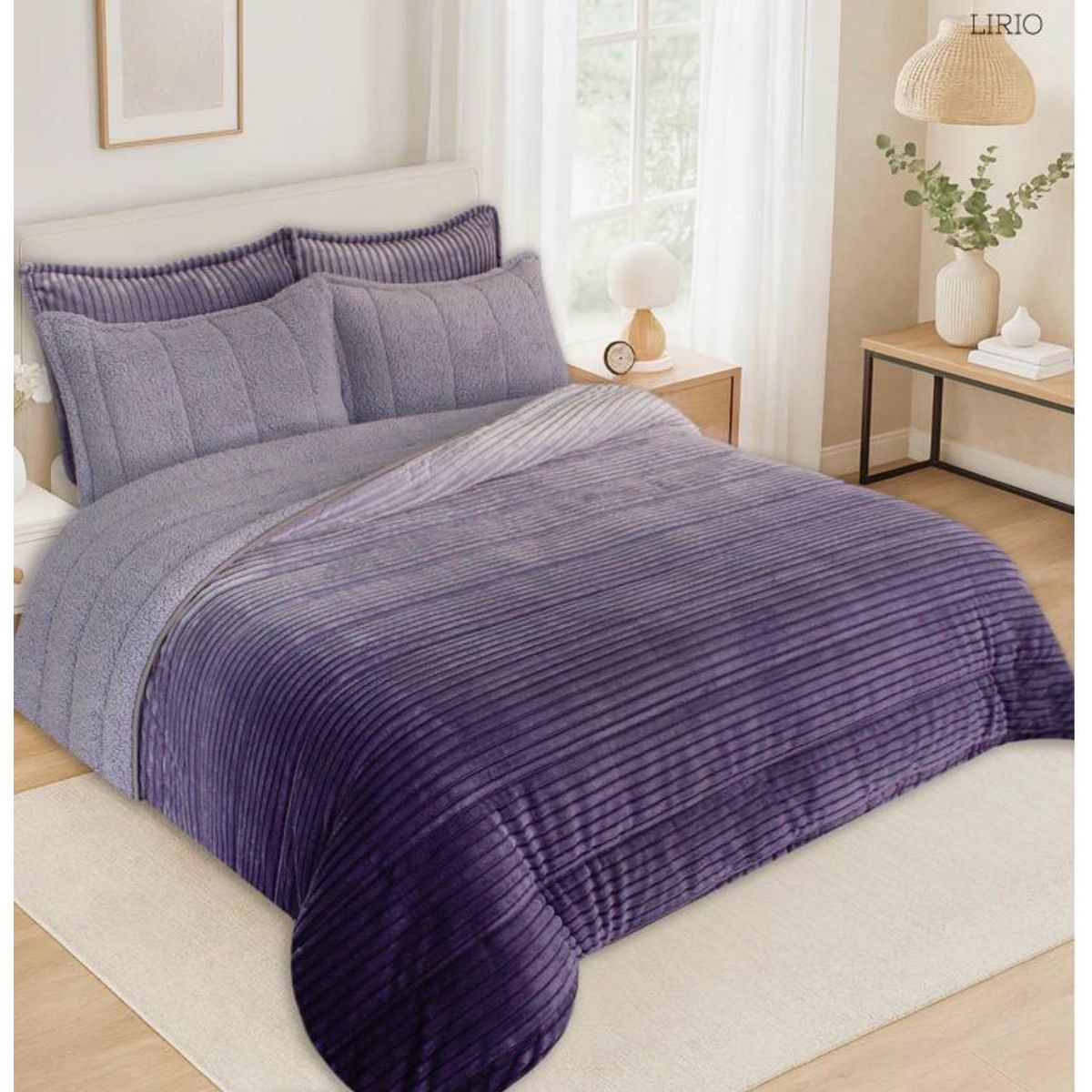 INCO - Plumón Sherpa Degradado Gris Ultra Suave para Cama Doble