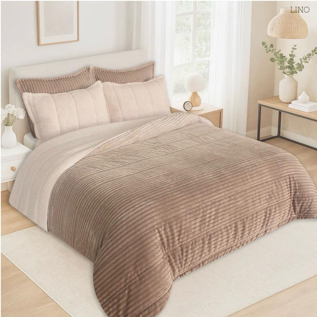 INCO - Plumón Sherpa Degradado Miel Ultra Suave para Cama Doble