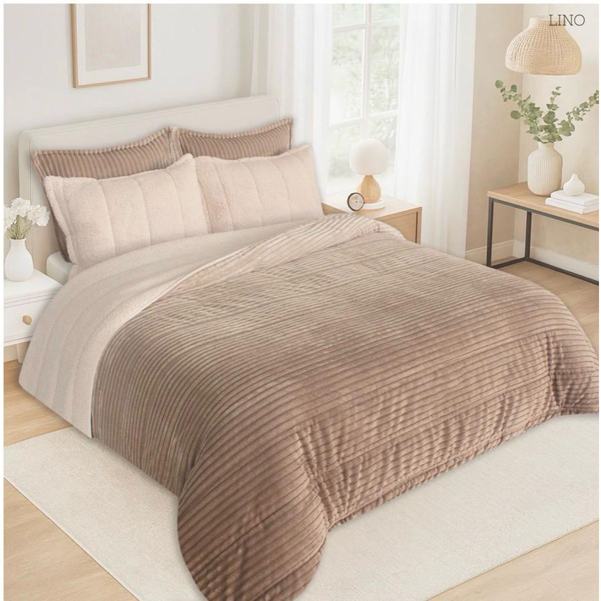 INCO - Plumón Sherpa Degradado Miel Ultra Suave para Cama Doble