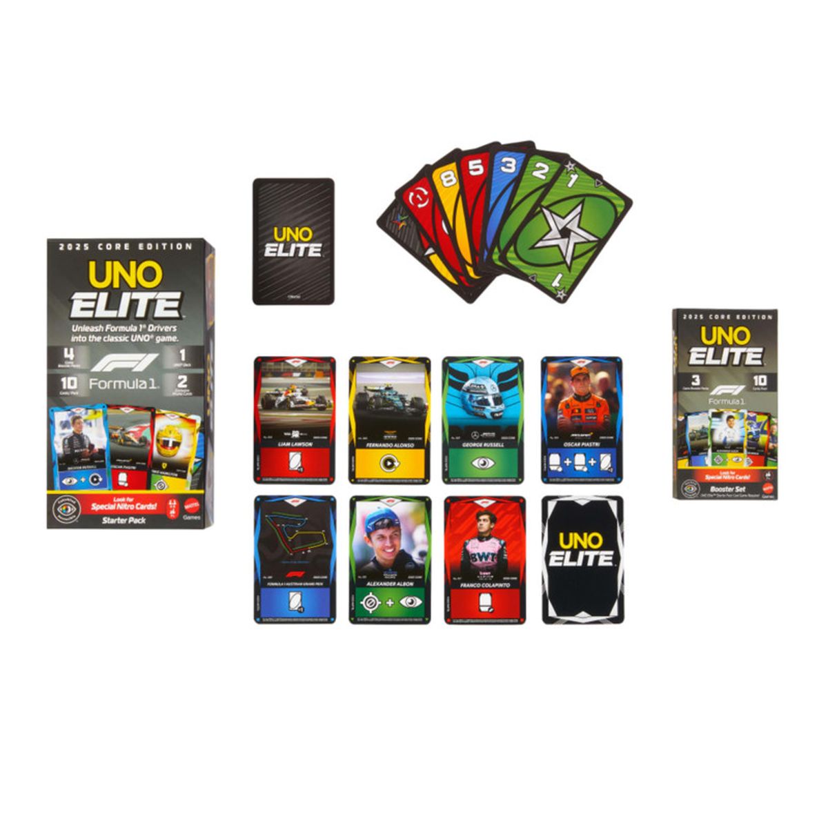 UNO - Juego de Cartas UNO Elite Formula 1 Booster Set
