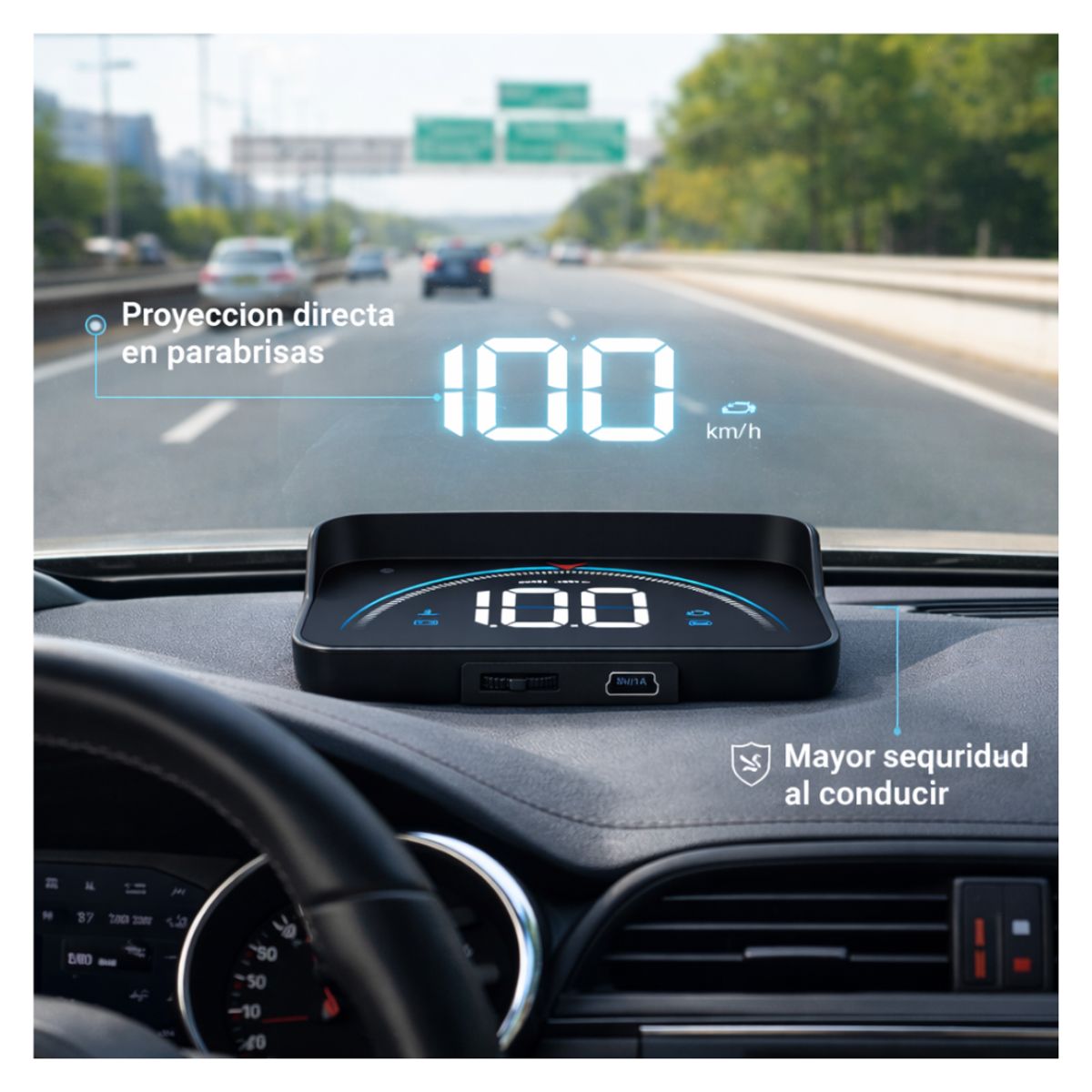 GENERICO - Velocímetro Digital Hud Auto Con Proyección En Parabrisas