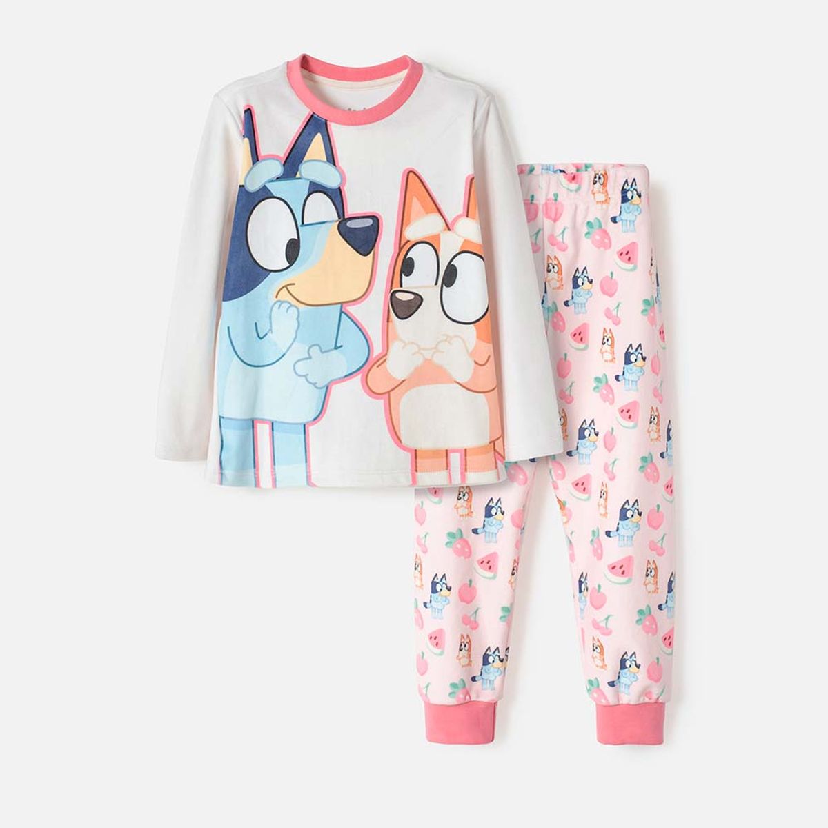 BLUEY - Pijama de Bluey multicolor tela tipo fleece para niña 2T a 6T