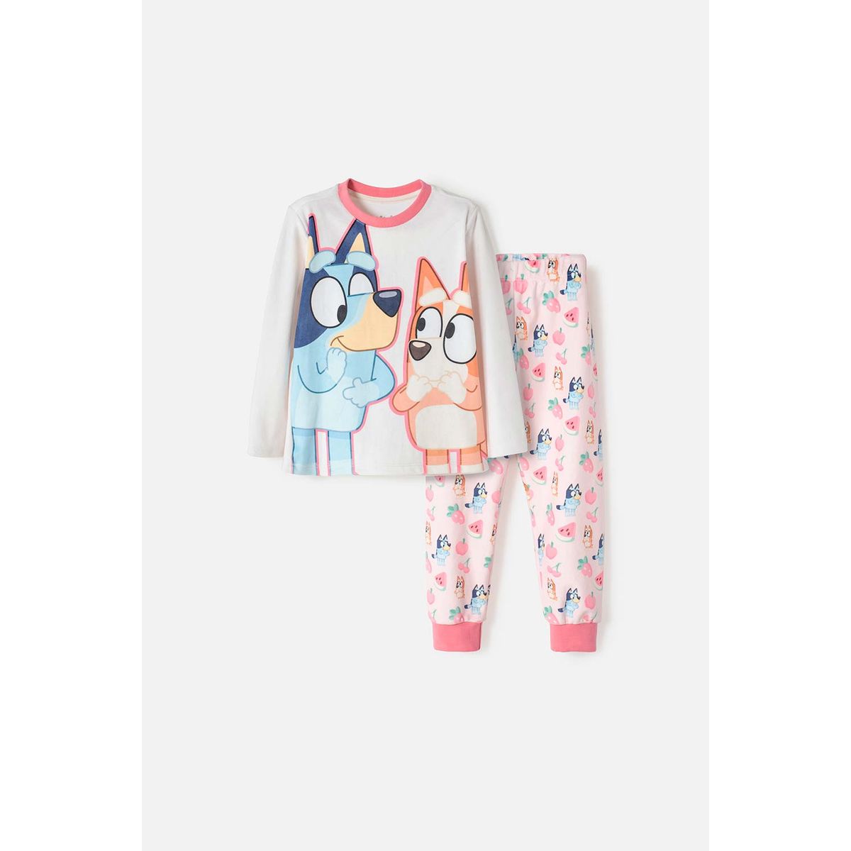 BLUEY - Pijama de Bluey multicolor tela tipo fleece para niña 2T a 6T