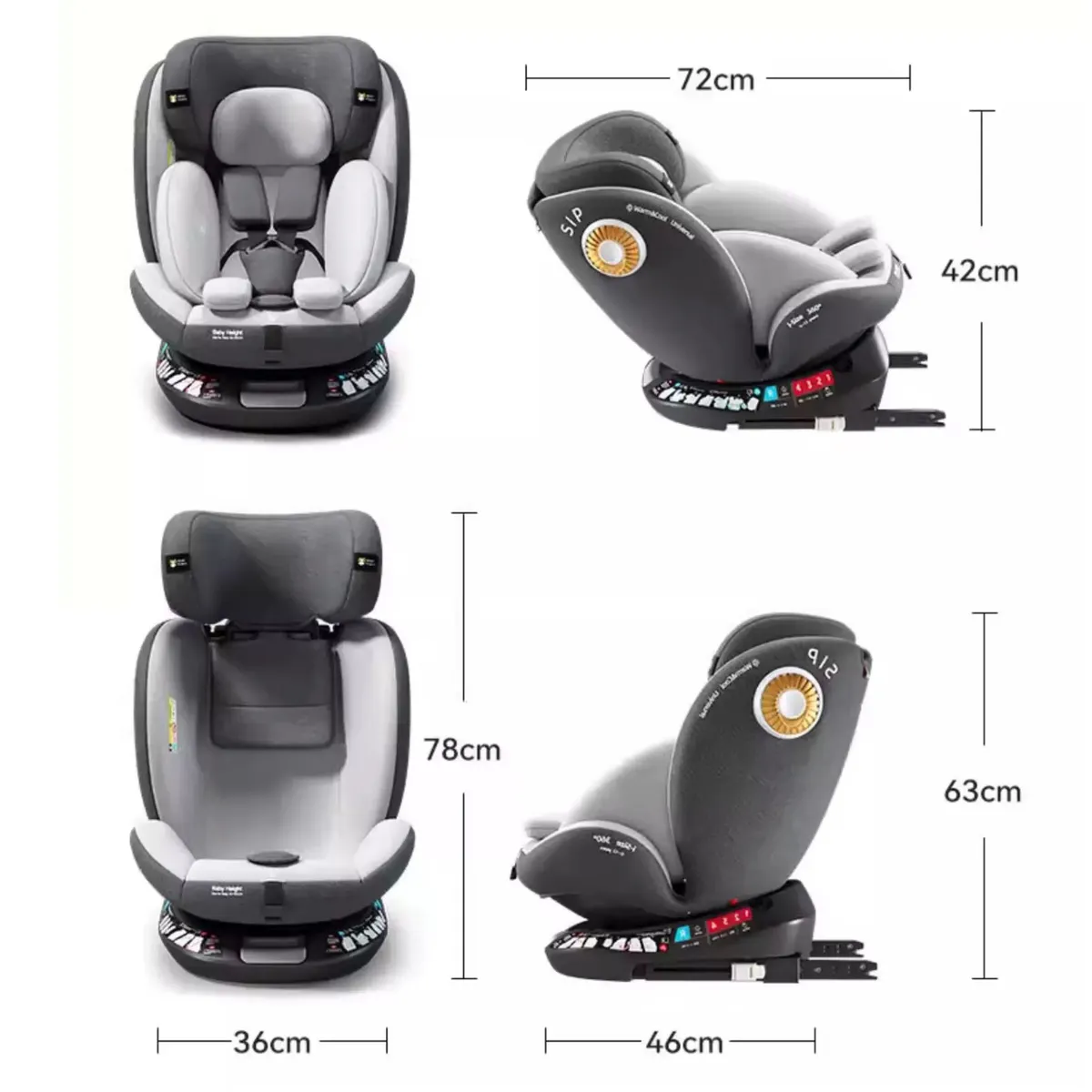 GENERICO - Silla De Bebe Para Carro Seguridad 360° Gris 0-7 Años