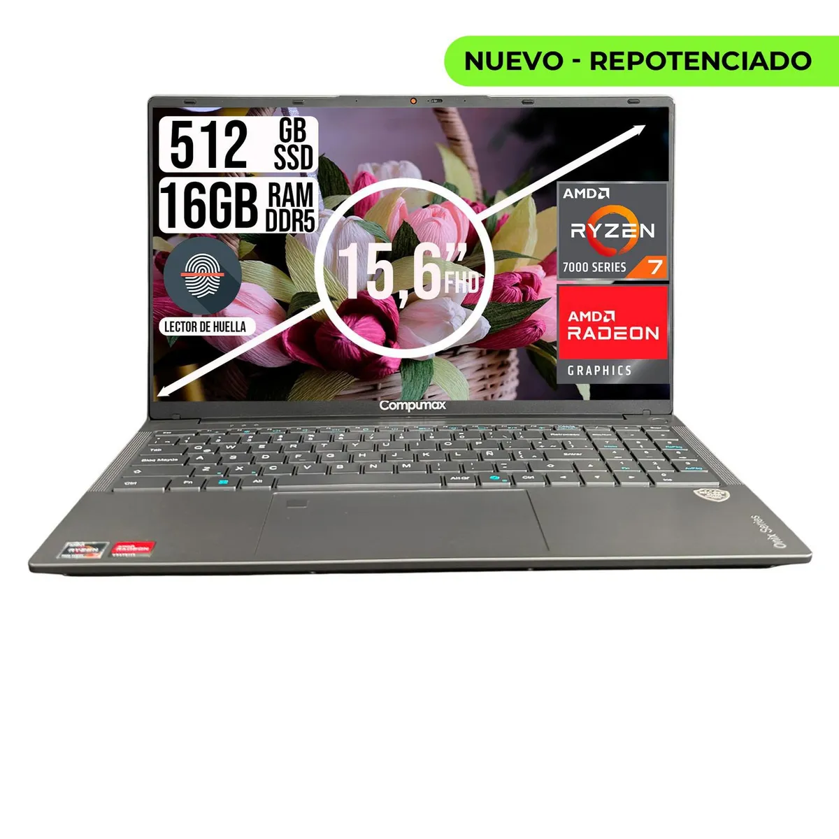 COMPUMAX - Portátil Compumax AMD Ryzen 7 7735HS 16GB RAM 500GB SSD 15.6” Gris