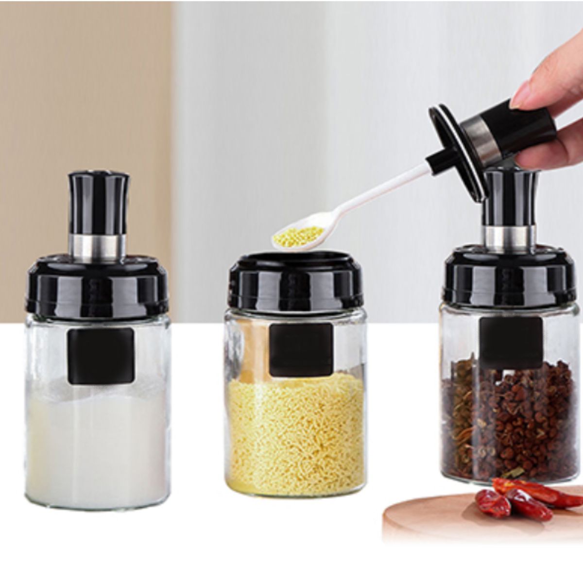 GENERICO - Set Dispensadores De Aceite Y Vinagre Con Especieros-Salero