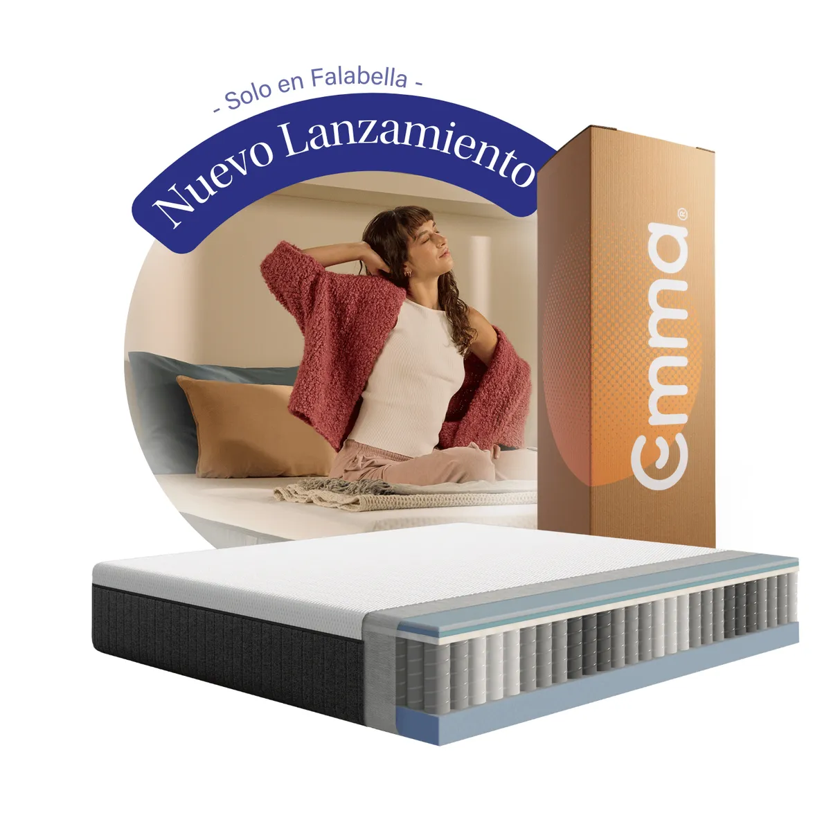 EMMA - Colchón Emma Luxury Queen 35 cm Frescura Inteligente con Tecnología ThermoSync