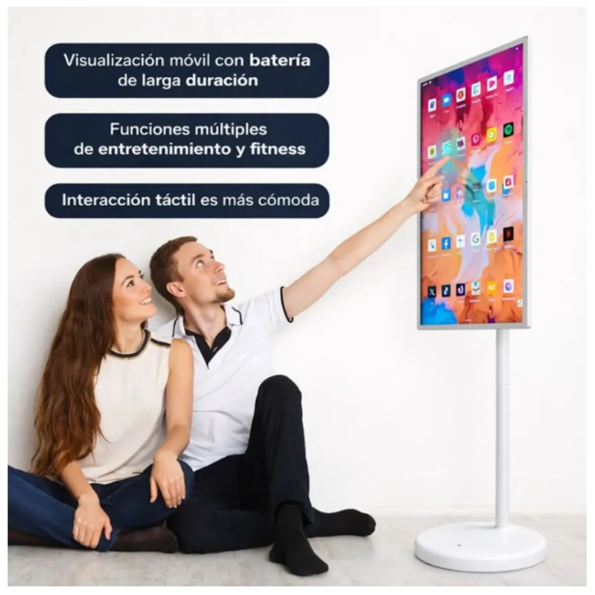 GENERICO - Pantalla Inteligente 24 In Tactil Giratoria Android Portátil Blanco