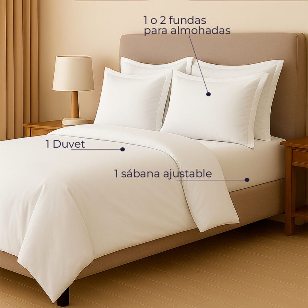 LILE - Set Duvet + Sábana Ajustable + Fundas Microfibra