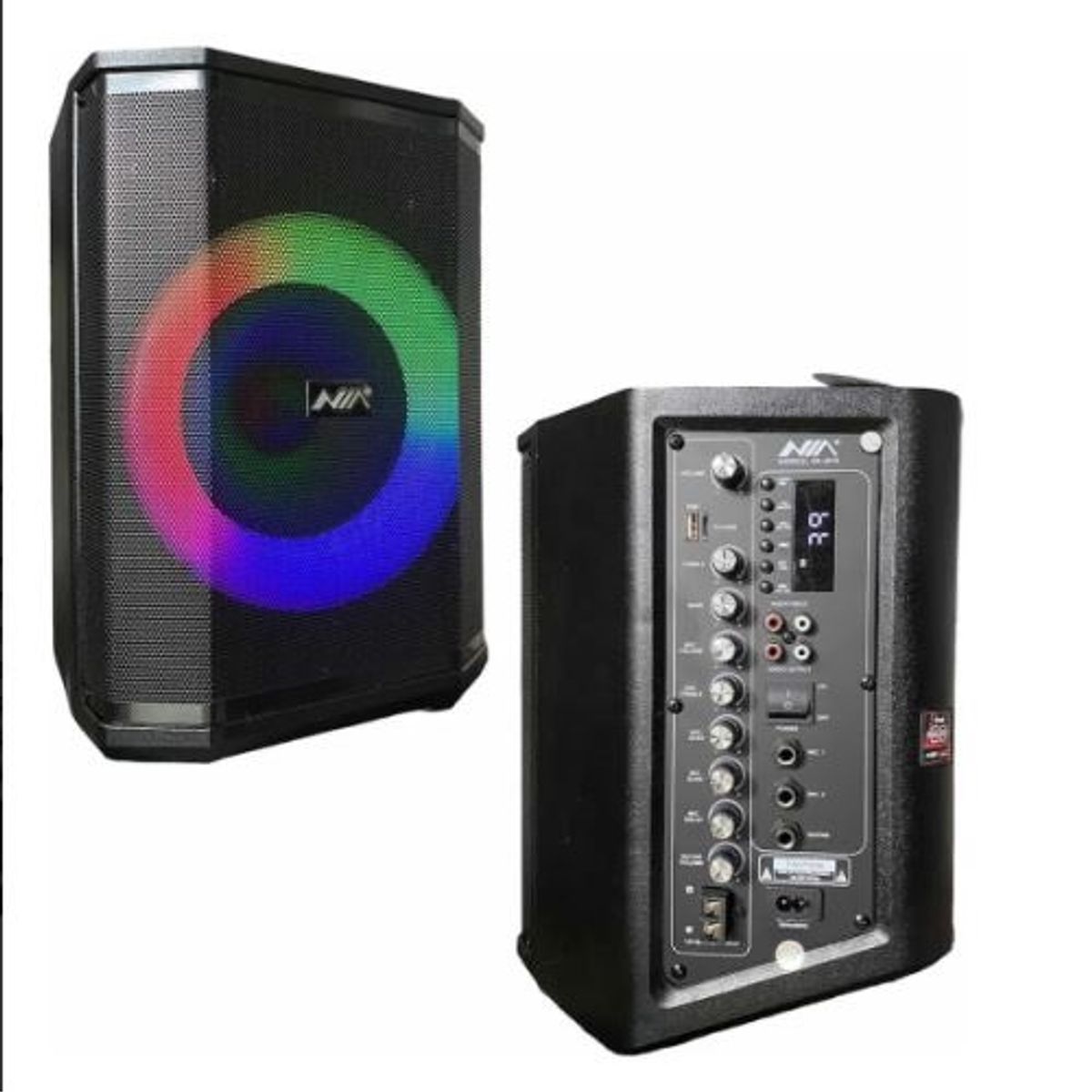 NIA - Parlante Woofer 8 Nia An-2018 Bluetooth Led Micrófono Inalámbrico Negro