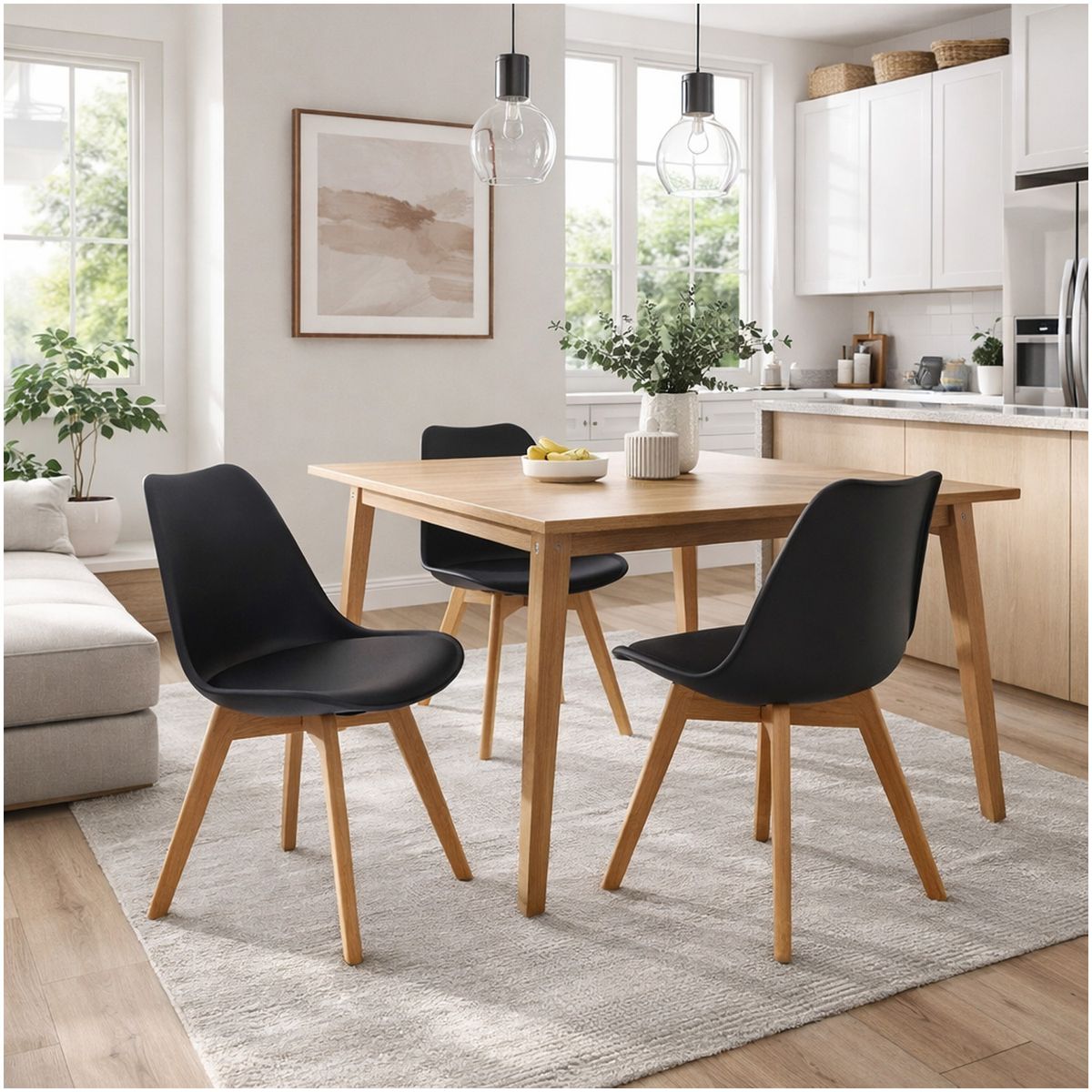 ONE PIXEL - Sillas Eames Auxiliar De Comedor Con Asiento Alcolchado Patas De Madera X2 UND