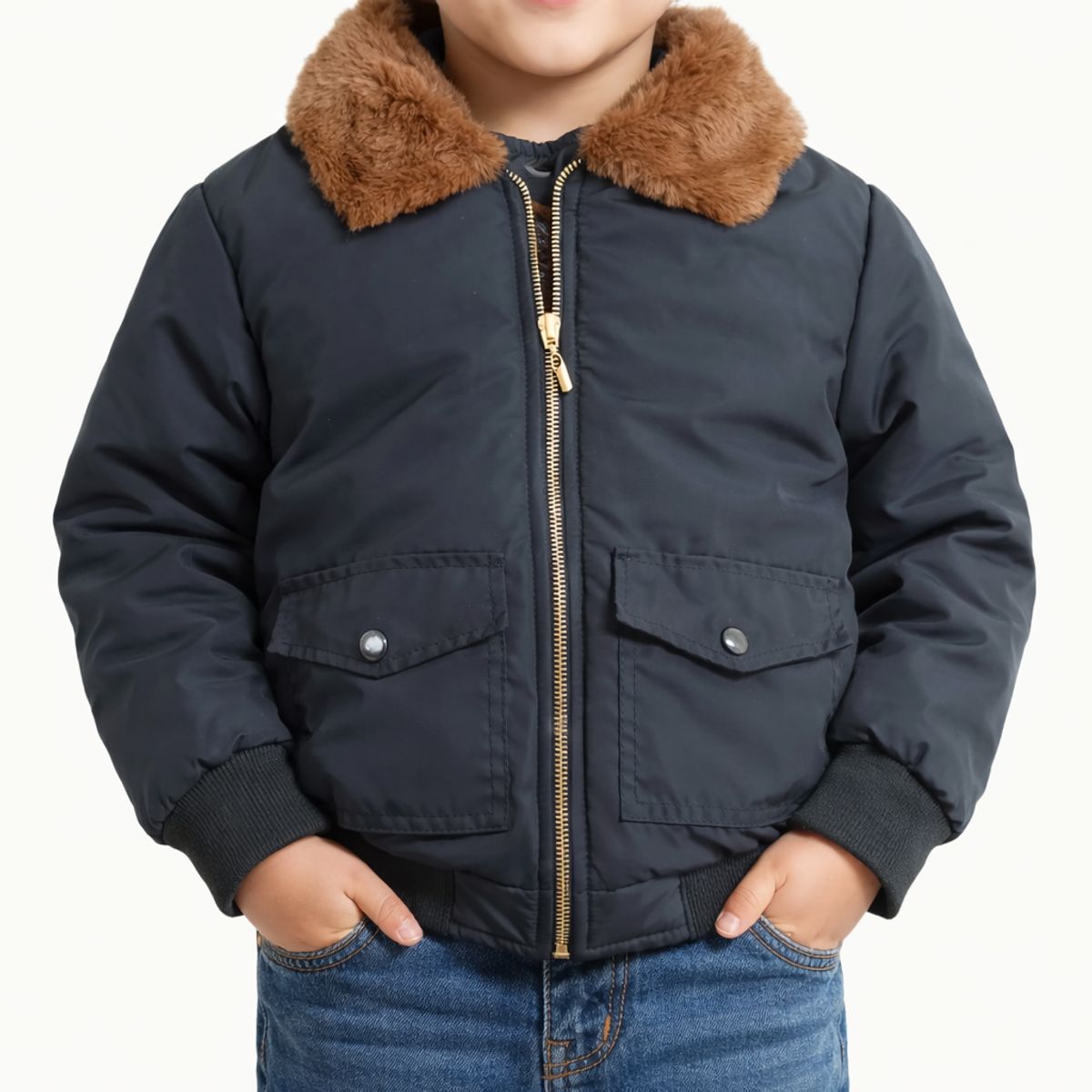 URBAN PLUS - chaqueta bomber niño acolchada negra tipo piloto