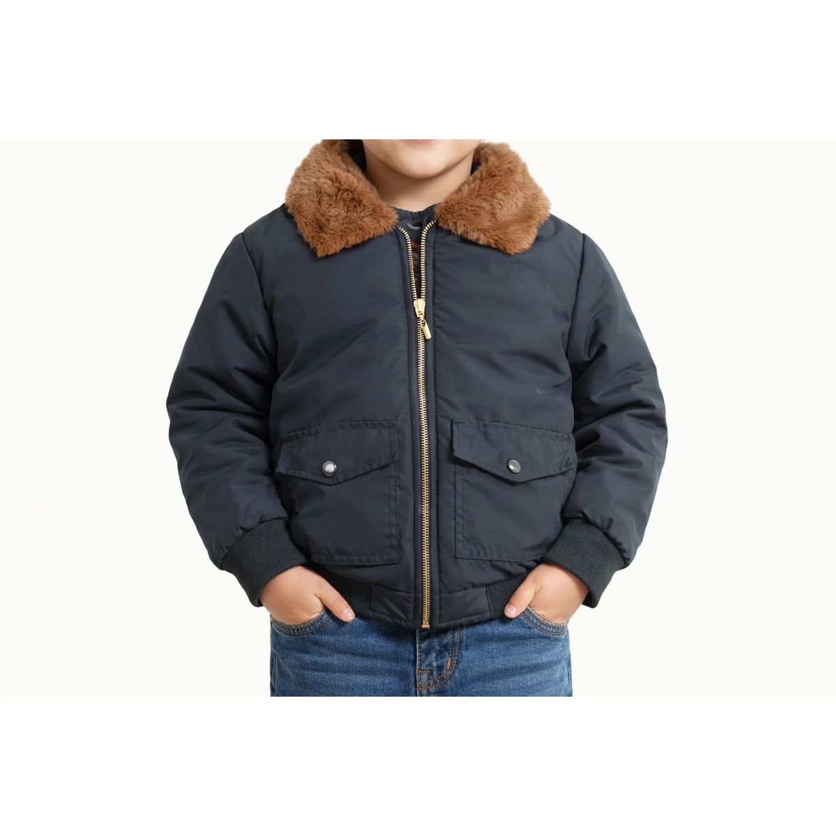 URBAN PLUS - chaqueta bomber niño acolchada negra tipo piloto