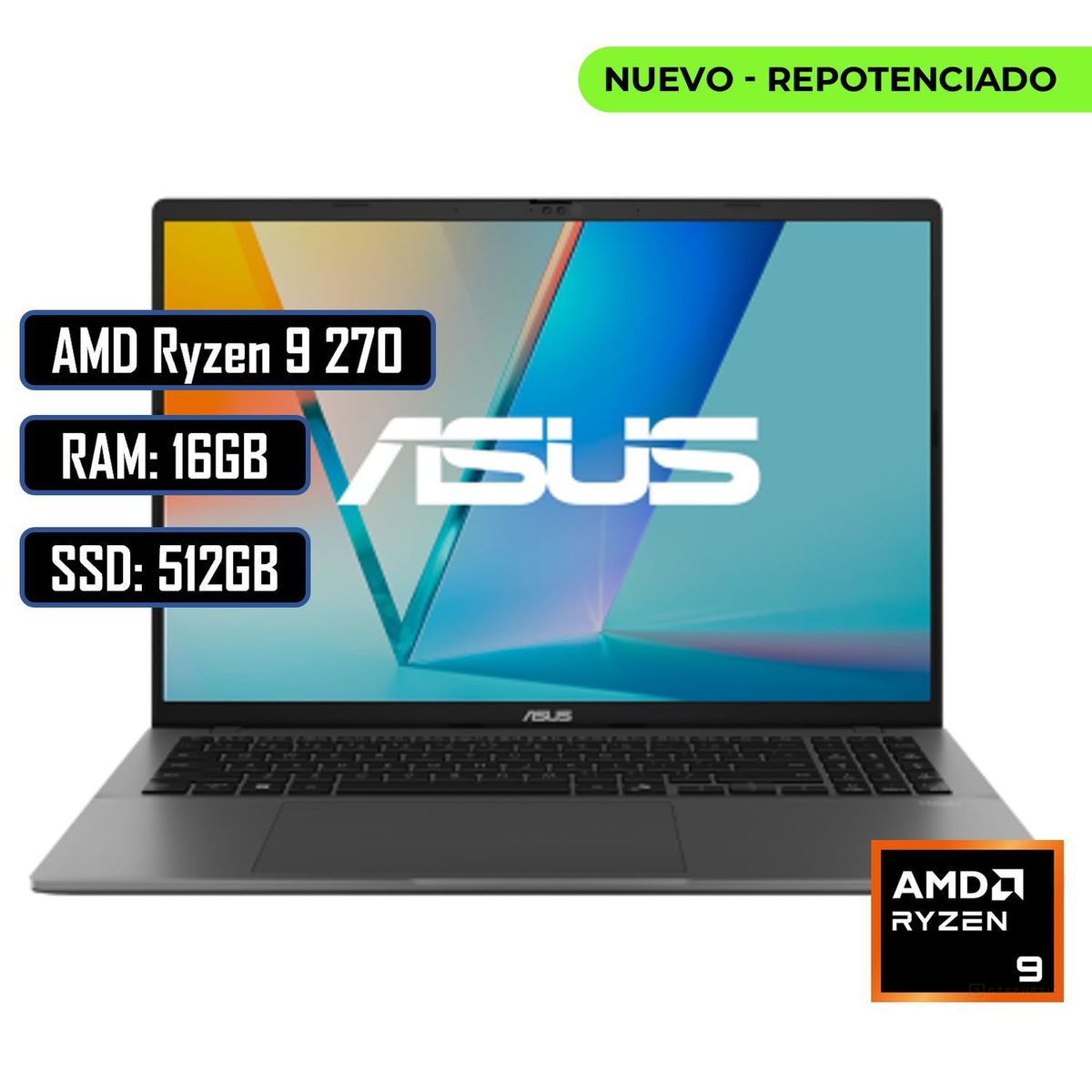 ASUS - PORTATIL ASUS Vivobook M3607HA AMD Ryzen 9 RAM 16GB DDR5/ 512GB SSD/ 16 Pulgadas