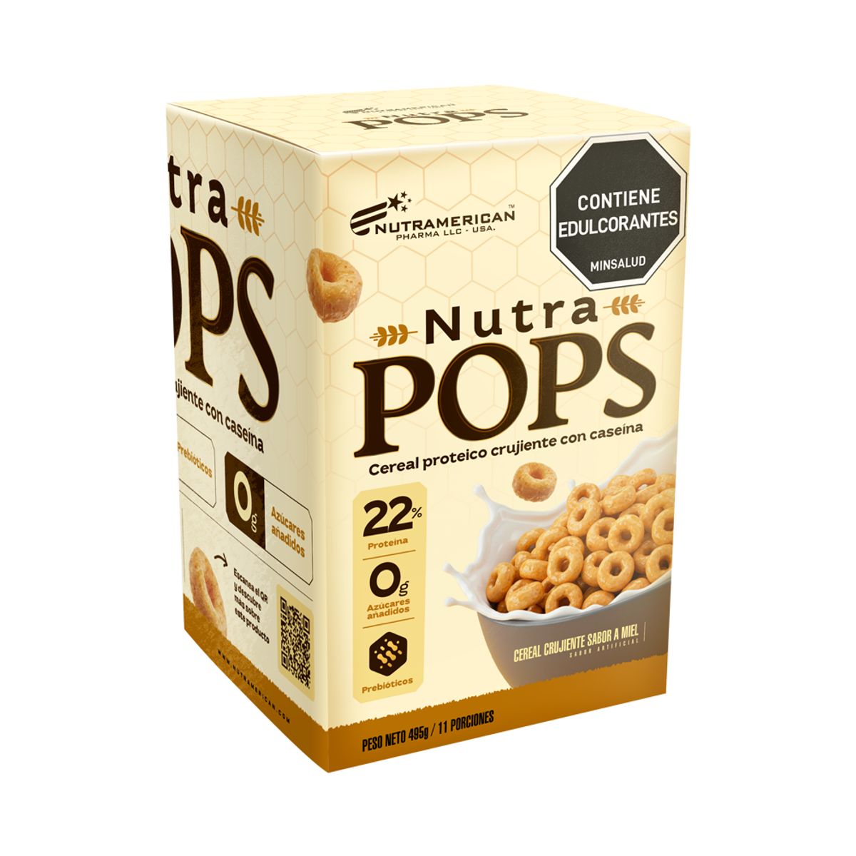 MEGAPLEX - Cereal Proteico NUTRA POPS Miel 1 lb Caja X 2 Und 495 g