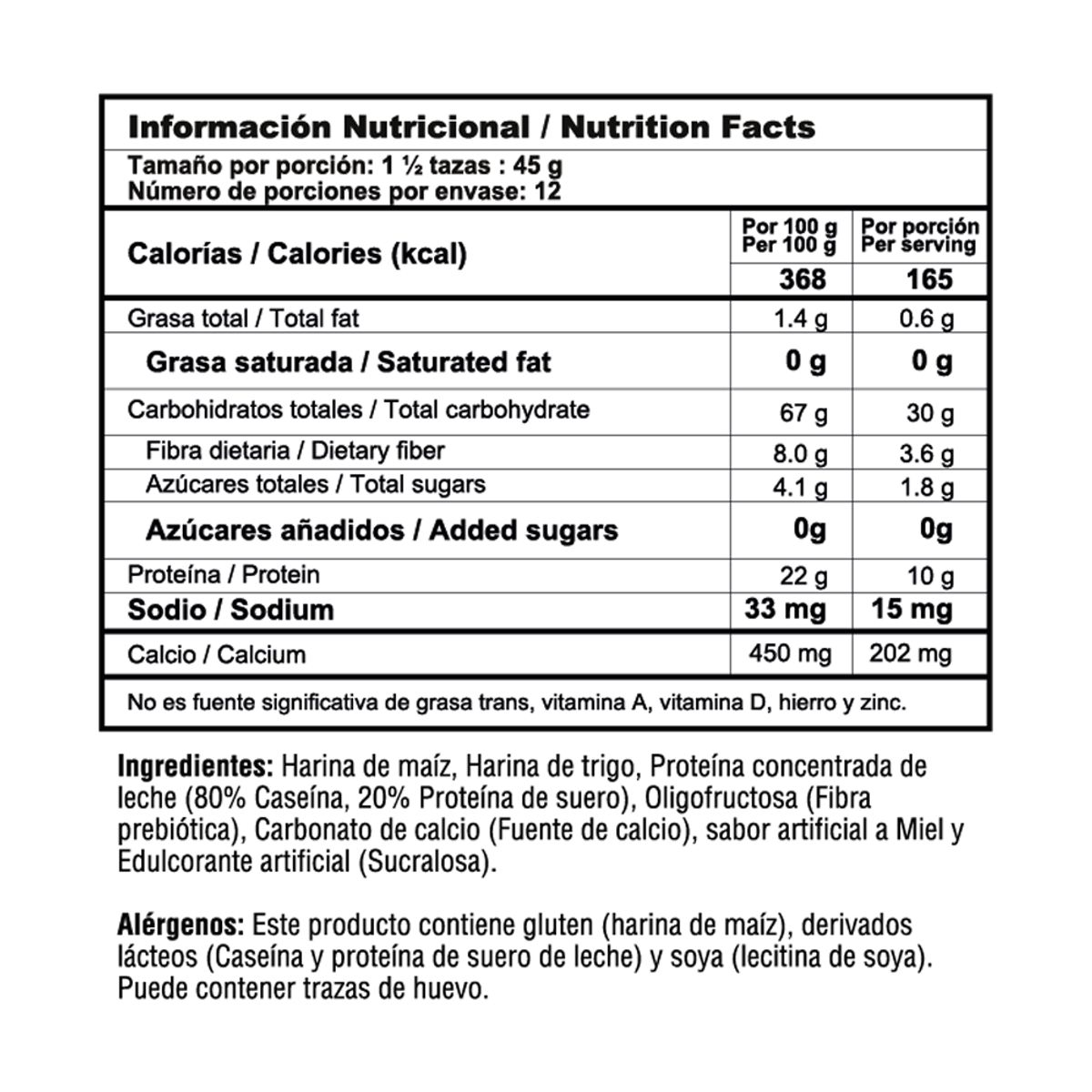 MEGAPLEX - Cereal Proteico NUTRA POPS Miel 1.1 lb Bolsa X 12 Und x 45 g 540 g