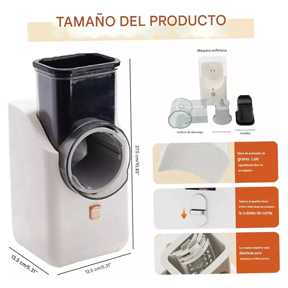 GENERICO - Picador de Verduras Eléctrico MLY‑868A Multifuncional 3 Cuchillas