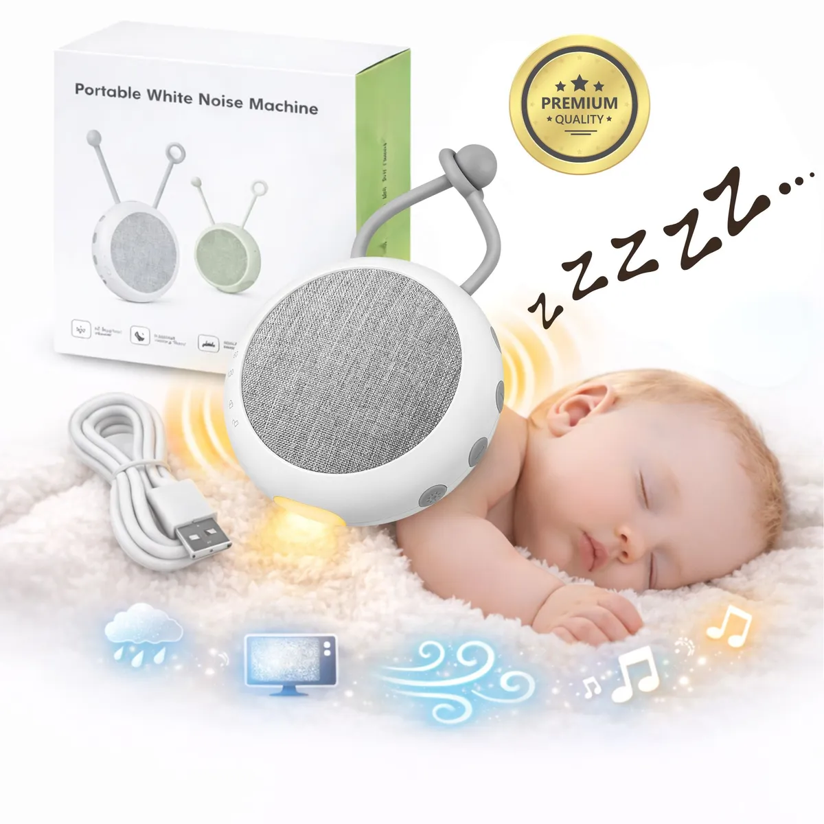 GENERICO - Dispositivo de Ruido Blanco Recargable para Dormir Mejor