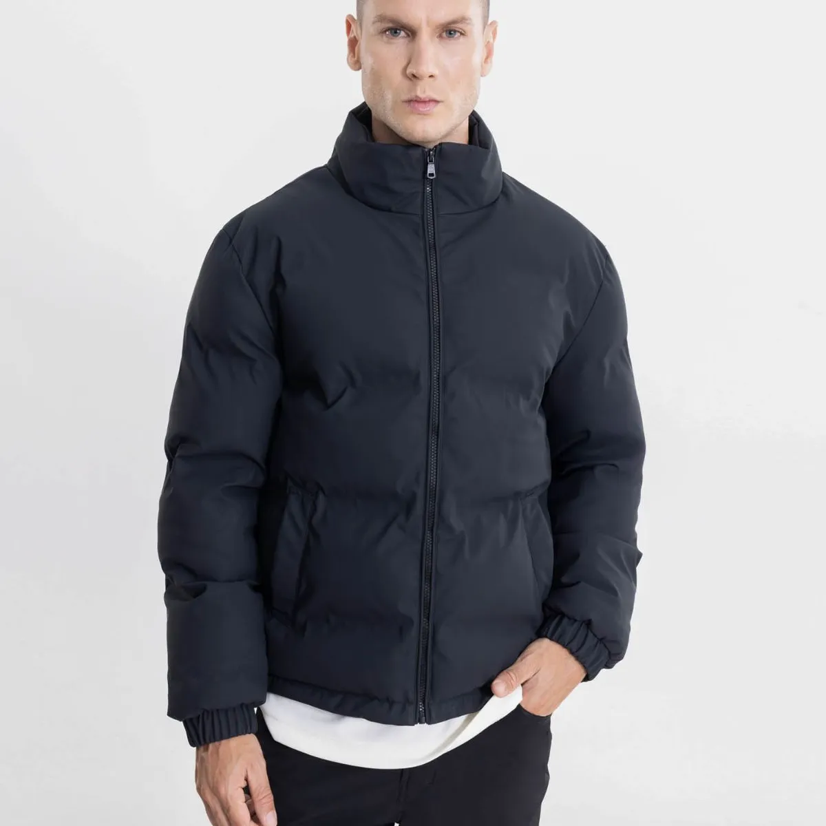 ATMOS - Chaqueta Acolchada Pu Cuello Alto  Para Hombre Negro Atmos