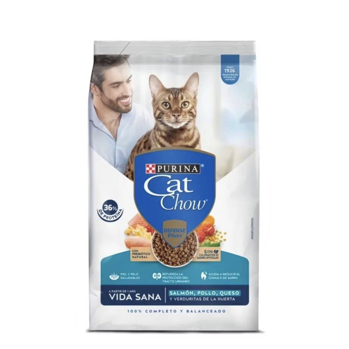 CAT CHOW - Purina Cat Chow Adultos Salmón, Pollo, Queso 3kg Defense Plus+