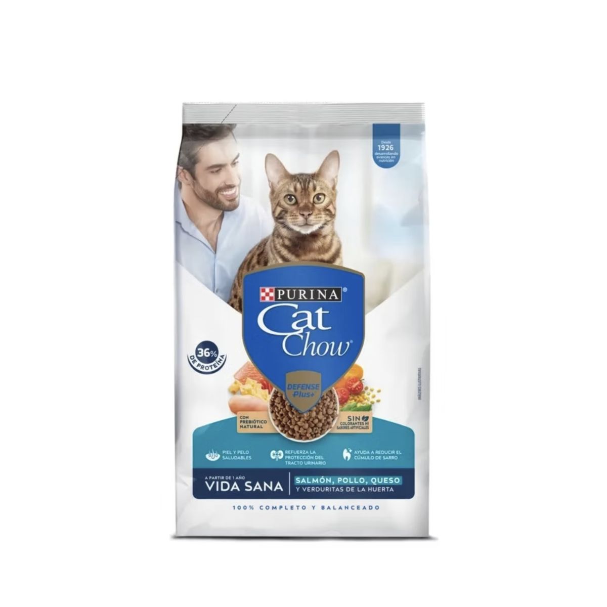 CAT CHOW - Purina Cat Chow Adultos Salmón, Pollo, Queso 3kg Defense Plus+