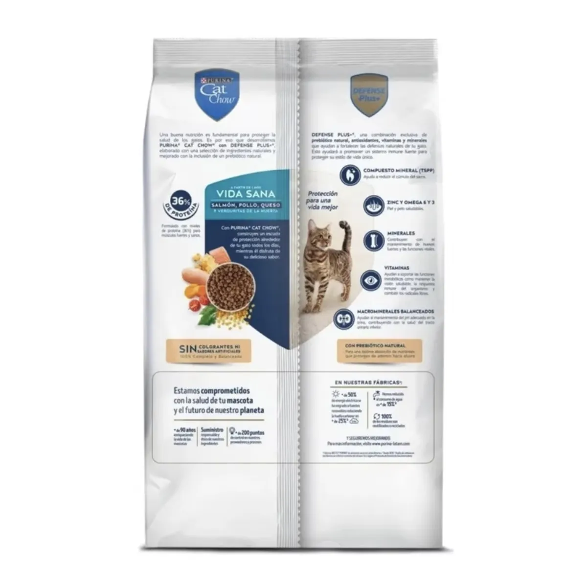 CAT CHOW - Purina Cat Chow Adultos Salmón, Pollo, Queso 3kg Defense Plus+