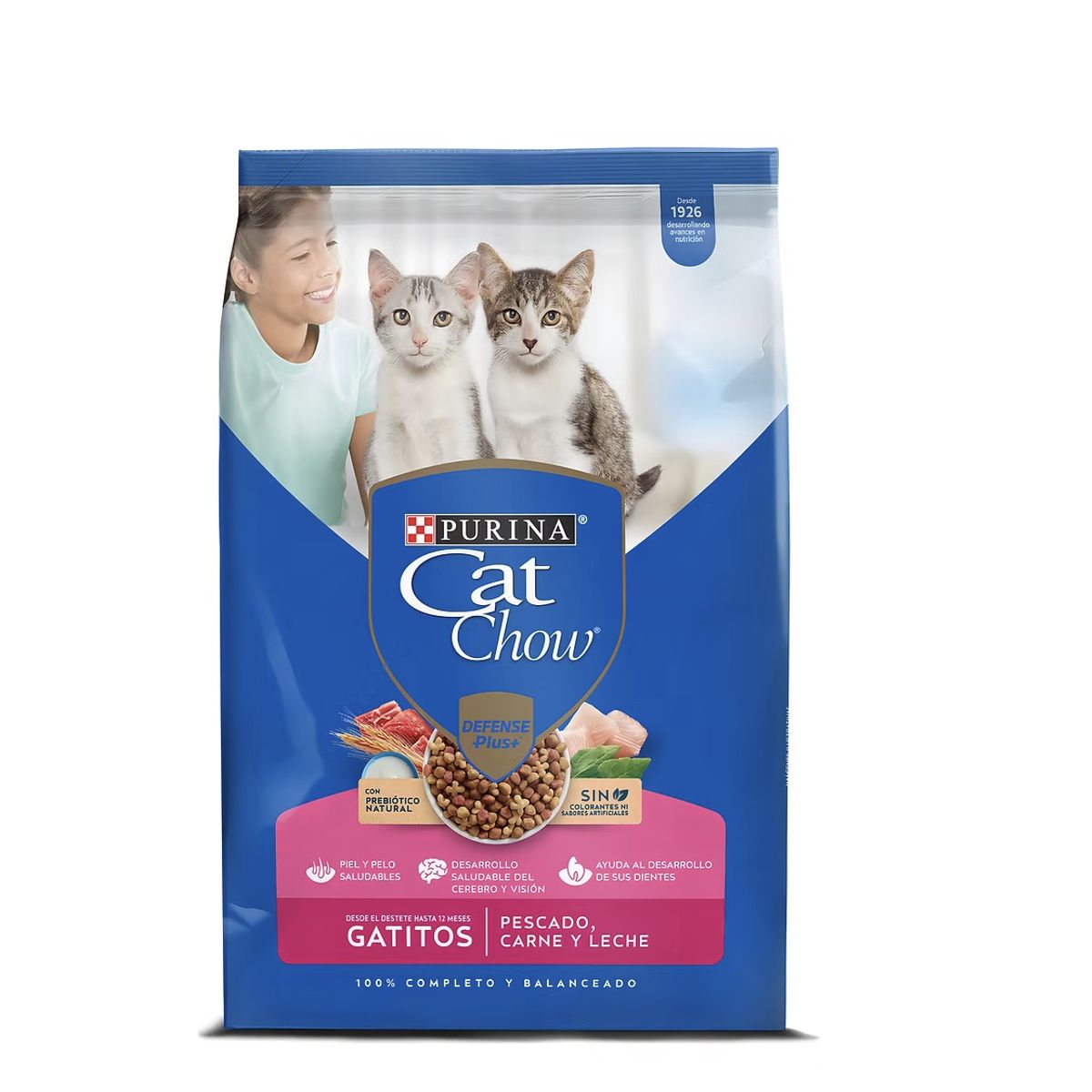 CAT CHOW - Purina Cat Chow Defense Gatitos Pescado Carne Y Leche 1,5kg