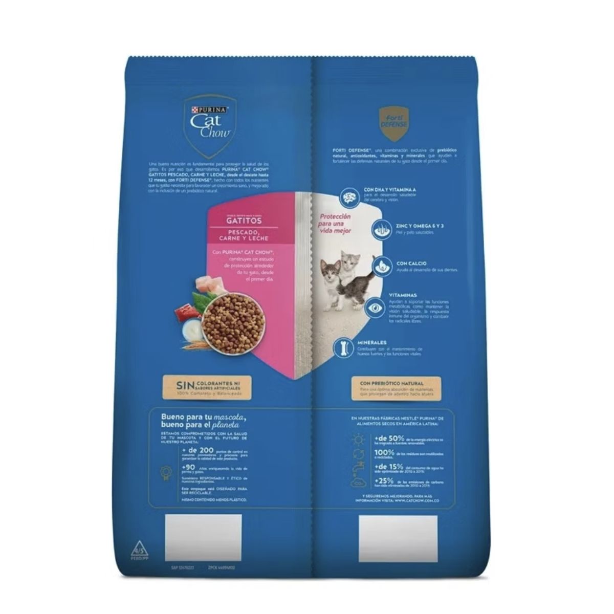 CAT CHOW - Purina Cat Chow Defense Gatitos Pescado Carne Y Leche 1,5kg