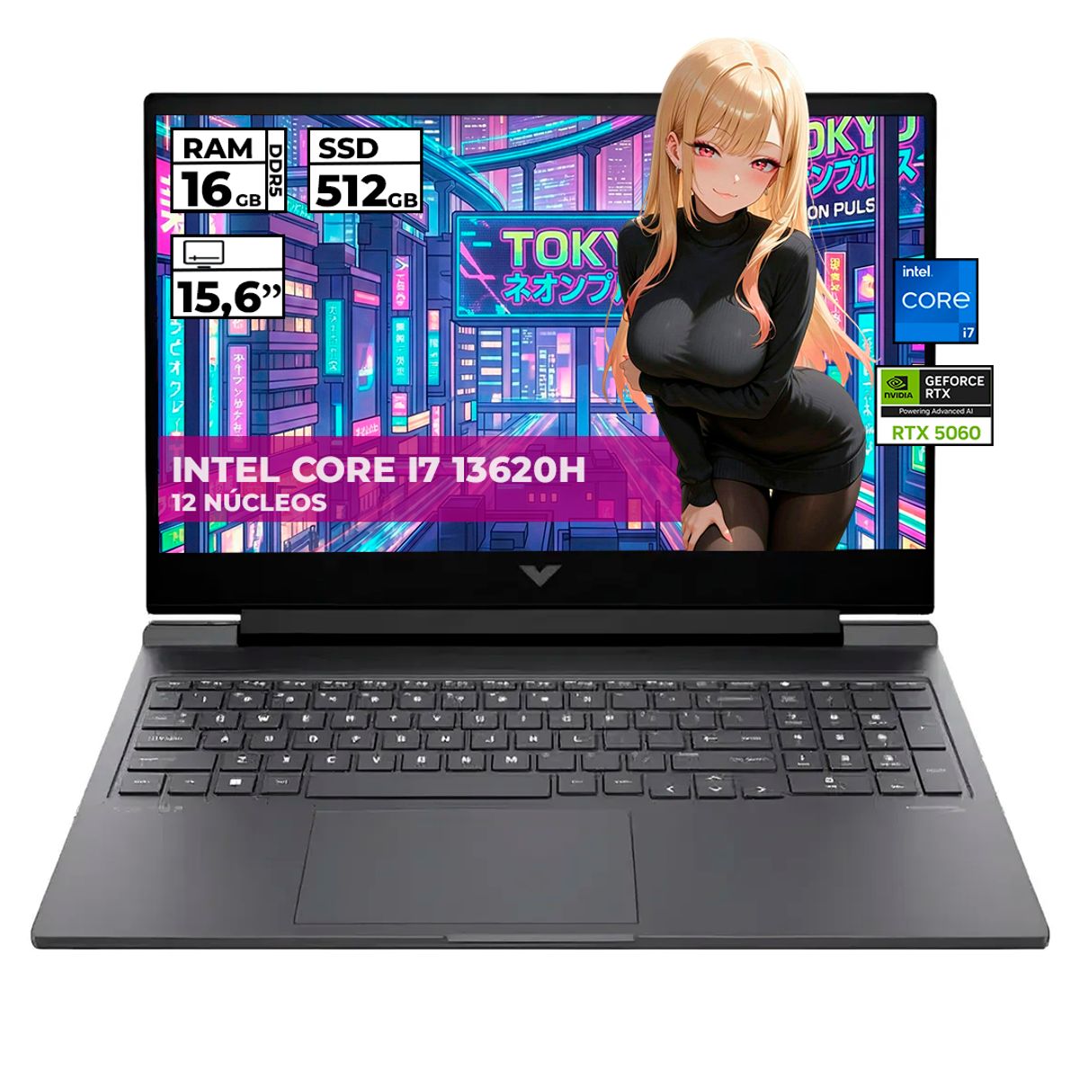 HP - PORTATIL HP VICTUS I7-13620H 15-FA2787NR 512GB 16GB RAM RTZ5060 GRIS