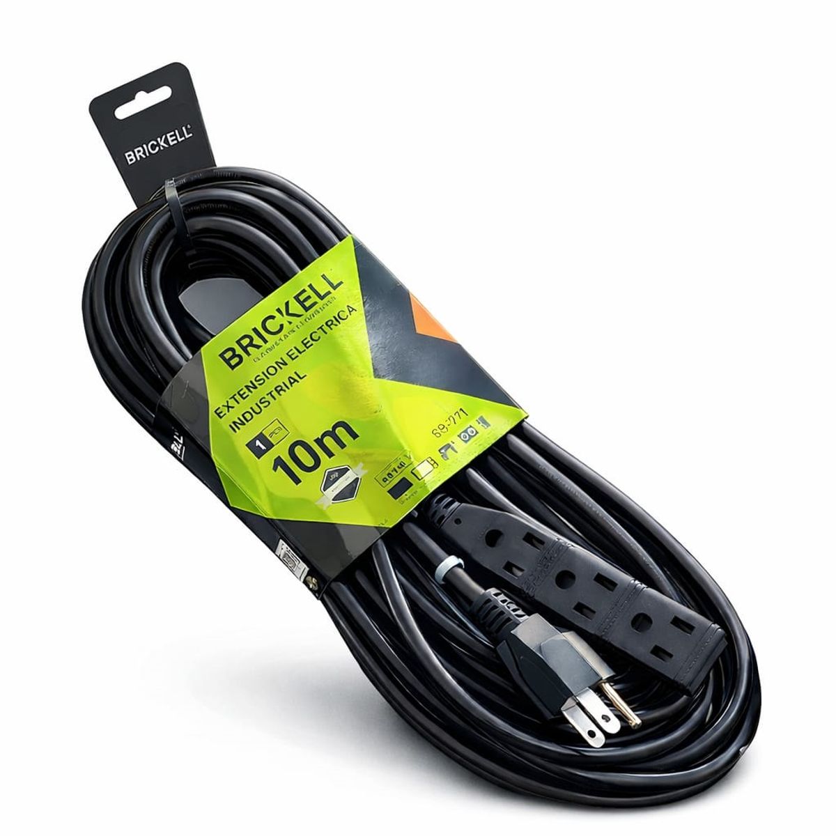 GENERICO - Extensión Eléctrica Industrial 10 Metros Brickell Reforzado Uso Rudo Multitoma