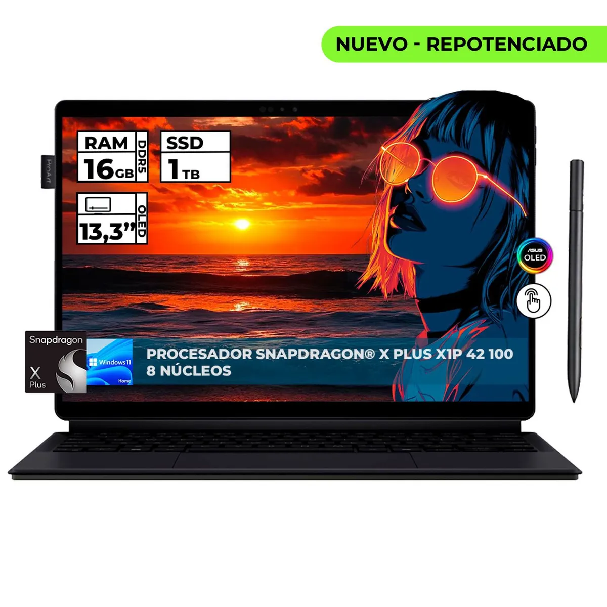 ASUS - PORTATIL ASUS PROART PZ13 SNAPDRAGON X PLUS 16 GB RAM 1 TB SSD 13.3 3 K