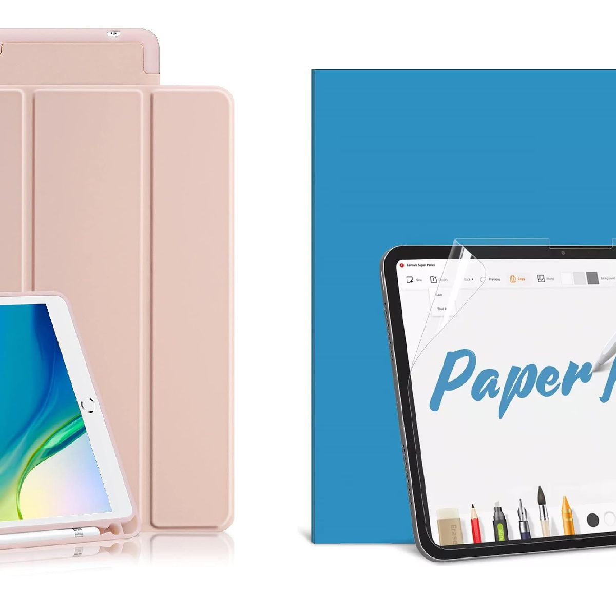 GENERICO - Forro Funda Smart Case Para ipad 10.2 7/8/9 gen + Lapiz + Paperlike