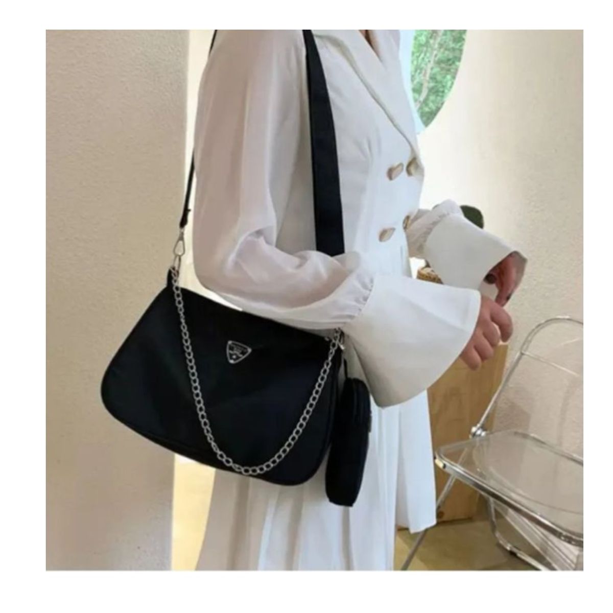 GENERICO - Bolso Manos Libres Con Monedero Elegante Mujer NEGRO