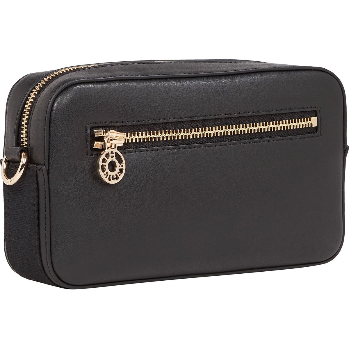 TOMMY HILFIGER - Bolso negro de hombro con insignia del monograma TH Tommy Hilfiger