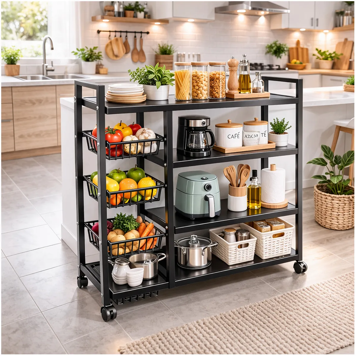 ONE PIXEL - Estante Organizador De Cocina Con Ruedas 4 Niveles Multifuncional