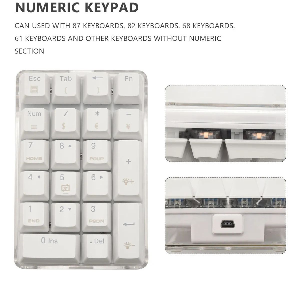 CRYSTAL - Teclado Numérico Mecánico Con Retroiluminación Blanca