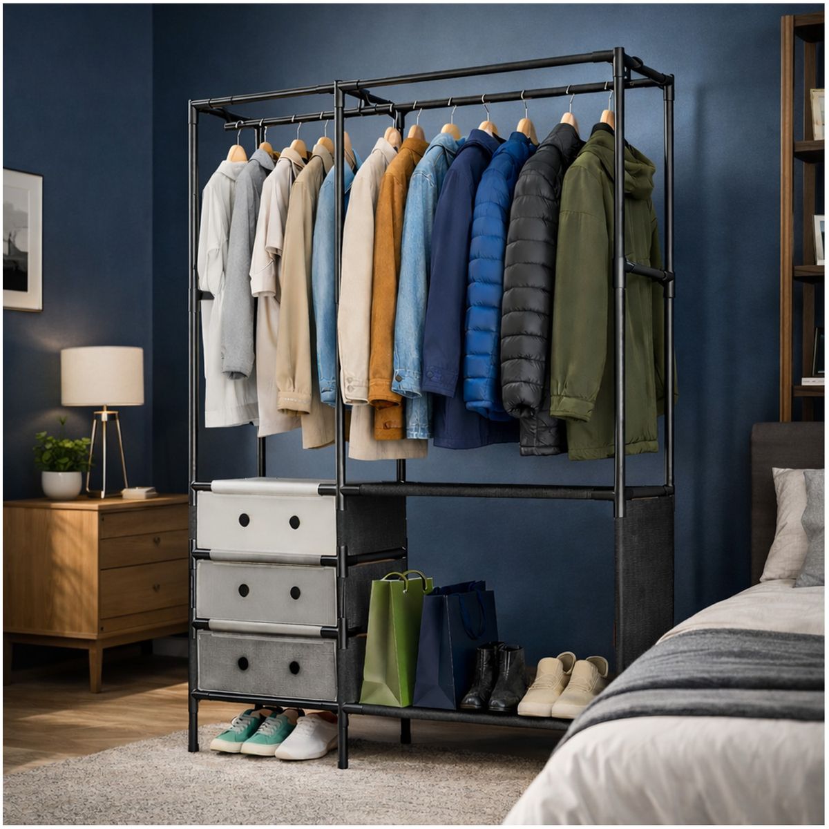 ONE PIXEL - Perchero Closet Organizador 2 Espacios Zapatero Multifuncional Con Cajones
