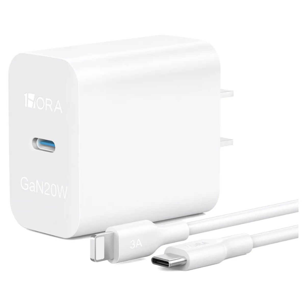 1HORA - Cargador 1Hora Ultra Turbo 20W 3A USB-C para iPhone Blanco