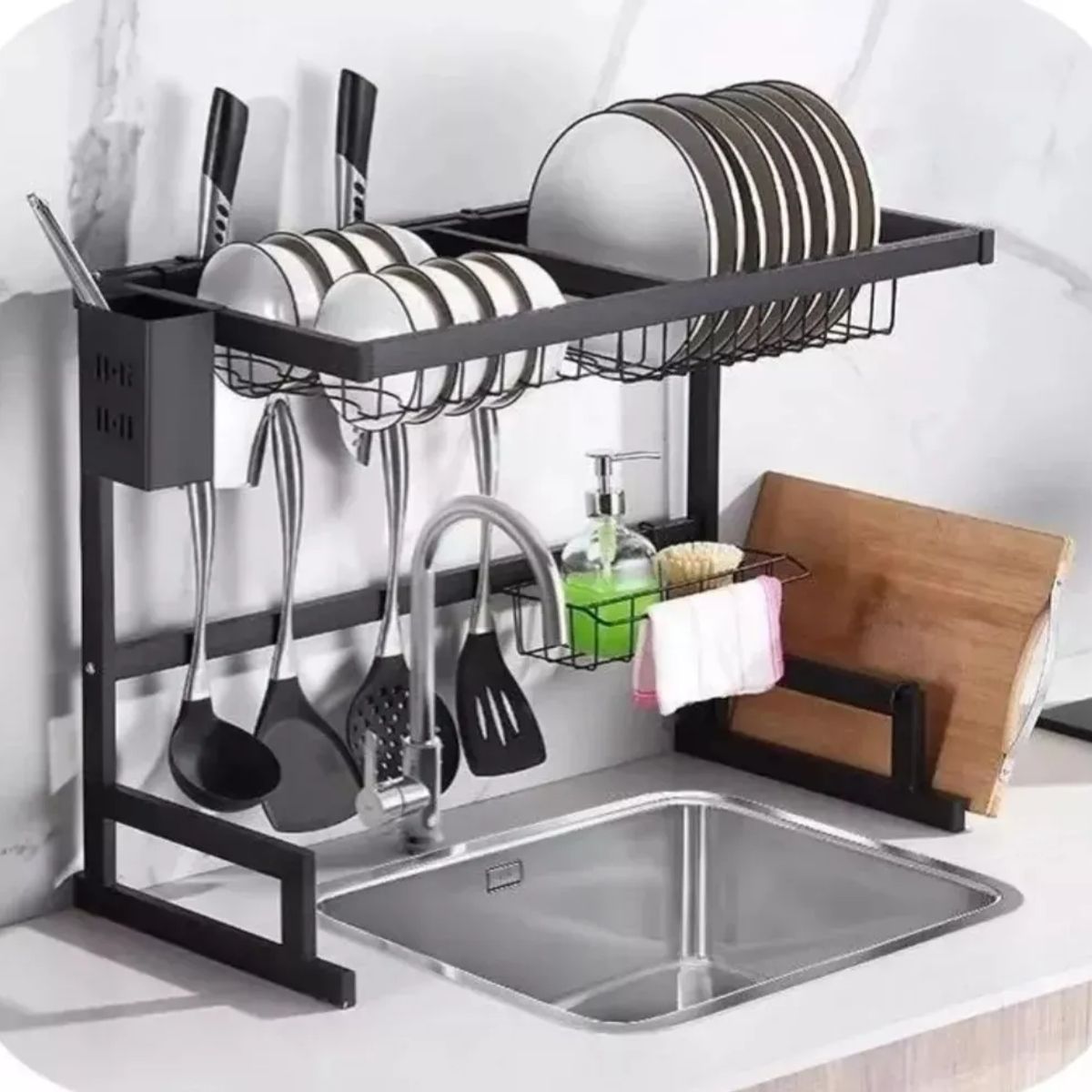 SKY - Secaplatos Kilate Acero Inoxidable 66cm 2 Niveles Negro